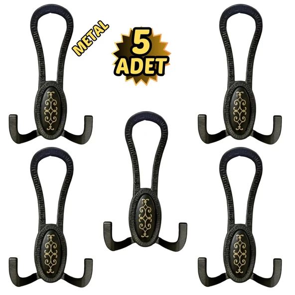 Siyah Desenli Vestiyer Portmanto 5 Adet Askılık Metal ürün görseli 1