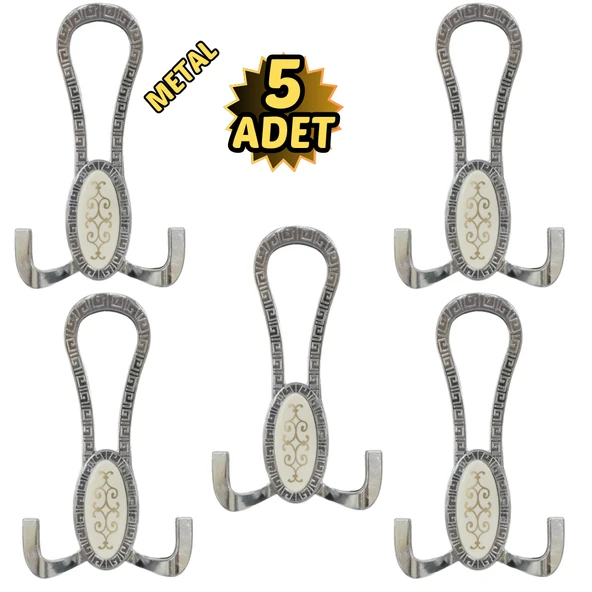 Krom Desenli Vestiyer Portmanto 5 Adet Askılık Metal ürün görseli 1