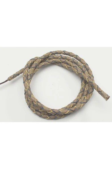 4-6 MM YUVARLAK ÖRGÜLÜ NATUREL (DOĞAL) DERİ KORDON (1 METRE) ürün görseli 1