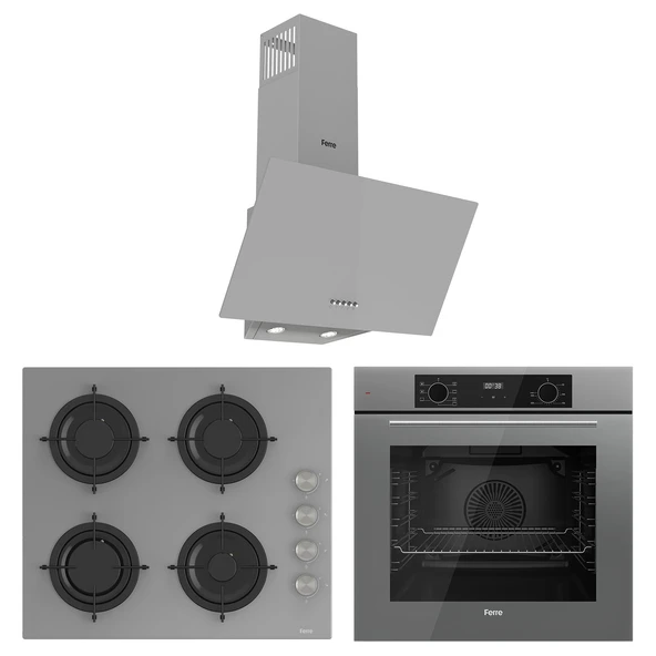 Ferre Flowart Lumora Essential Gri 3'lü Ankastre Set ( QBL63CPR-CS208-D088 ) ürün görseli 1