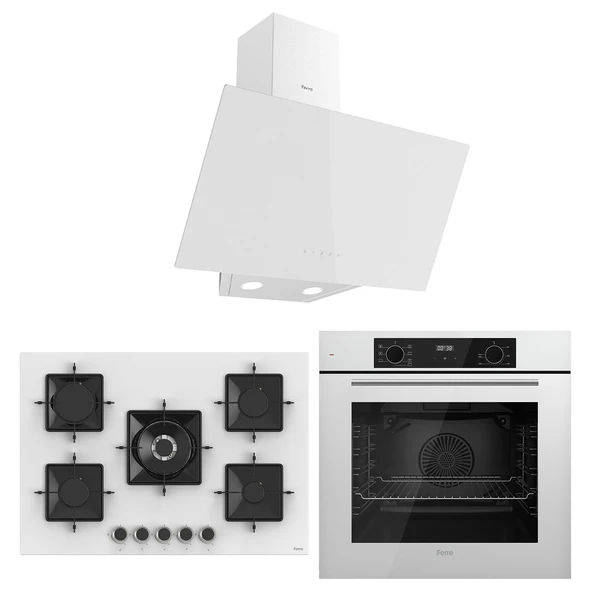 Ferre Flowart Florenz Plus Beyaz 3'lü Ankastre Set ( QBL63CB-SS036-D078 ) ürün görseli 1