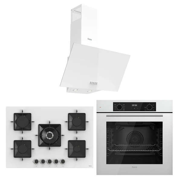 Ferre Flowart Florenz Essential Beyaz 3'lü Ankastre Set ( QBL63CB-SS036-D087 ) ürün görseli 1