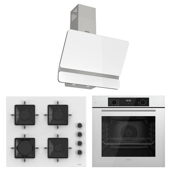 Ferre Flowart Ventora Elite Beyaz 3'lü Ankastre Set ( QBL63CB-SS206-D081 ) ürün görseli 1
