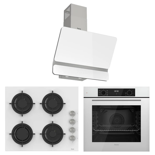 Ferre Flowart Lumora Elite Beyaz 3'lü Ankastre Set ( QBL63CB-CS206-D081 ) ürün görseli 1