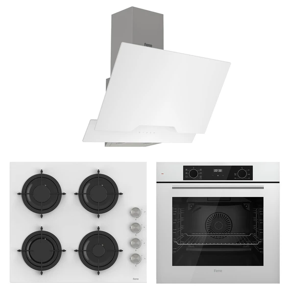 Ferre Flowart Lumora Pro Beyaz 3'lü Ankastre Set ( QBL63CB-CS206-D064 ) ürün görseli 1