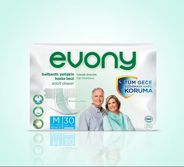Evony Belbantlı Yetişkin Hasta Bezi M Beden 30 Adet ürün görseli 1