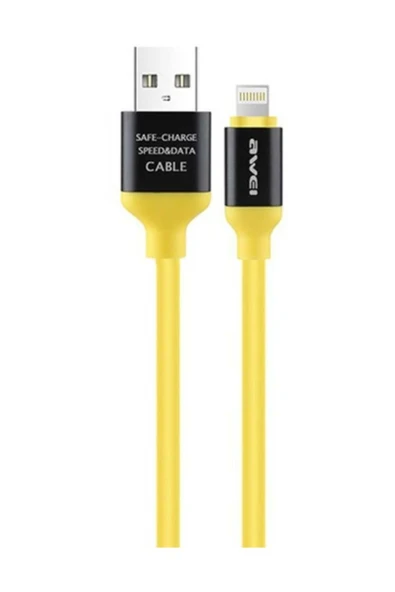 Awei Lightning Hızlı Şarj Ve Usb Kablo 1metre Cl-80 Sarı ürün görseli 1