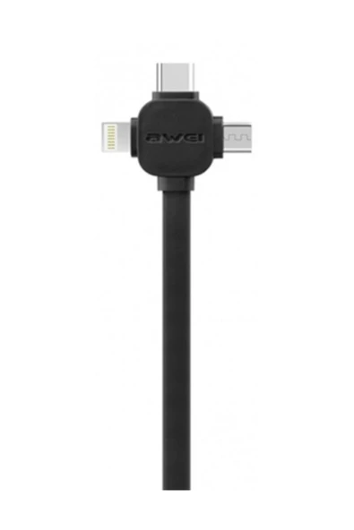Lightning + Micro + Type-c 3in1 Usb Kablo Cl-82 Siyah 1 mt. ürün görseli 1