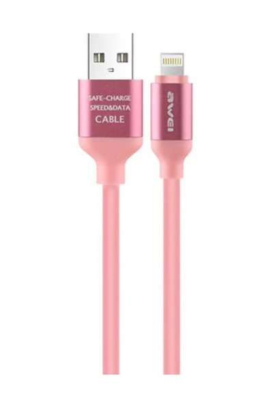 Awei Lightning Hızlı Şarj Ve Usb Kablo 1metre Cl-80 Pembe ürün görseli 1