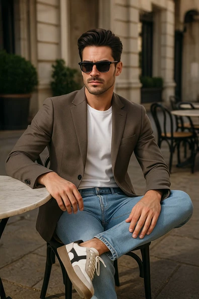Erkek Slim Fit Normal Bel Düz Kesim Dar Paça Likralı Açık Mavi Jean Pantolon ürün görseli 1