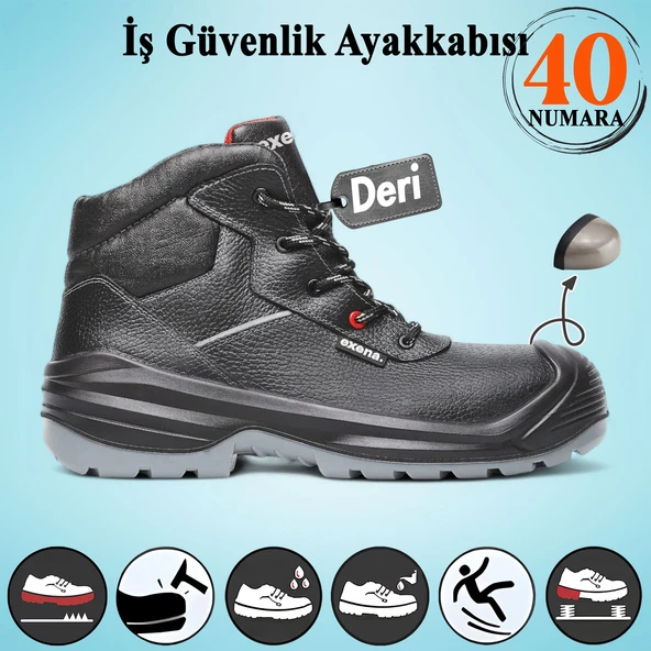İş Güvenliği Ayakkabısı Hakiki Deri 40 Numara Kompozit Burunlu Bağcıklı İnşaatçı Ayakkabı Çizme ürün görseli 1