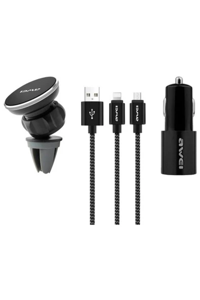 X10 Telefon Tutucu, Şarj Kablosu Ve Çakmaklık Set ürün görseli 1