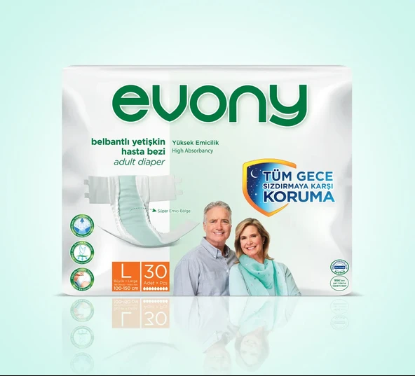 Evony Belbantlı Yetişkin Hasta Bezi L Beden 30x2 60 Adet ürün görseli 1