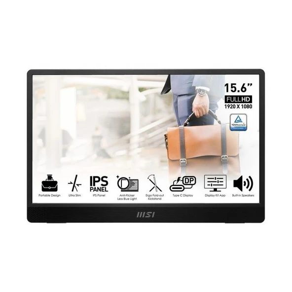 MSI 15.6 PRO MP161 E2 1920x1080 (FHD) 16:9 FLAT IPS 60HZ 4MS ADAPTIVE-SYNC PORTATIF MONITOR ürün görseli 1
