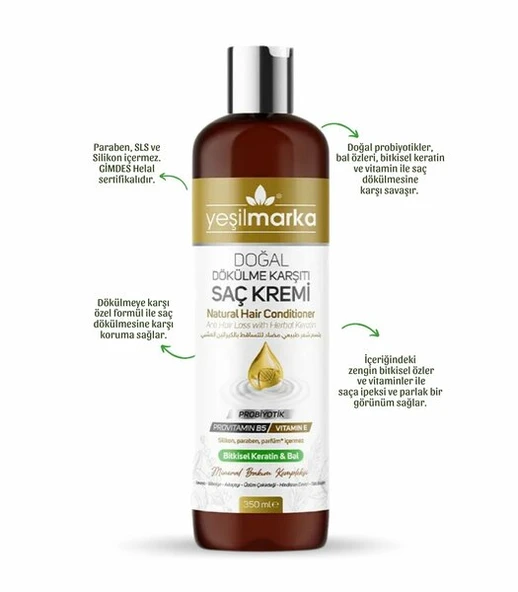 YEŞİL MARKA SAÇ KREMİ - DÖKÜLME KARŞITI 350 ML ürün görseli 1