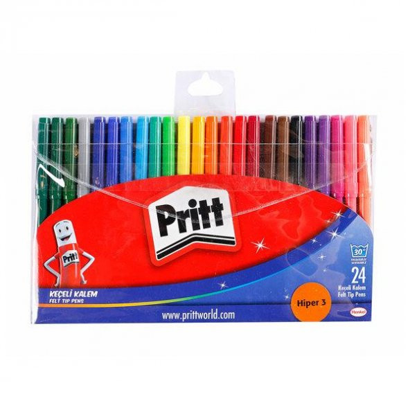 Keçeli Kalem Renkli 24Lü Tam Boy Pritt Keçeli Kalem 24 Renk Tam Boy Plastik Kutu Set ürün görseli 1