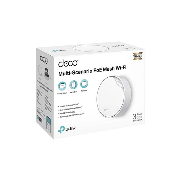 Tp-Link Deco X50-Poe(1-Pack)Ax3000 Ev-Fi  6 Sistem - Resim 2