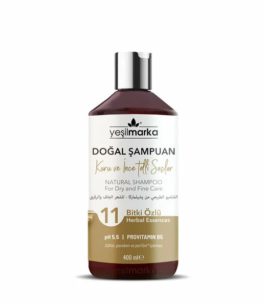 YEŞİL MARKA DOĞAL ŞAMPUAN - KURU VE İNCE TELLİ SAÇLAR İÇİN 400 ML ürün görseli 1