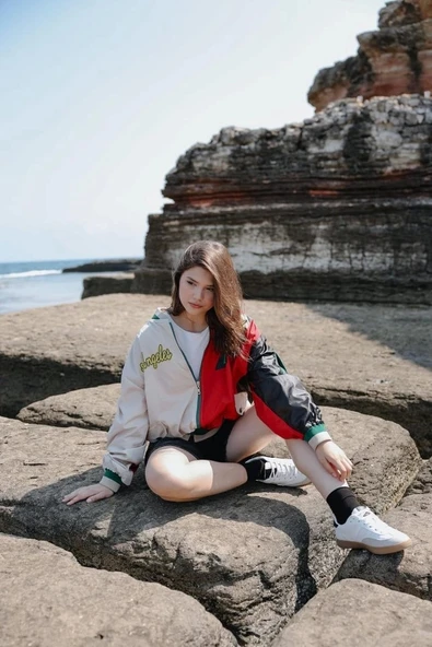 Baskılı Ceket - Siyah-Kırmızı-Bej ürün görseli 1