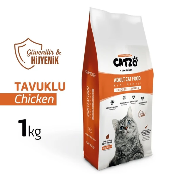 CATZO PREMİUM YETİŞKİN KEDİ KURU MAMASI 1 KĞ TAVUKLU ürün görseli 1