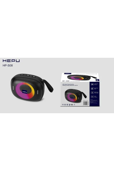 HEPU HP-S08 SU GEÇİRMEZ RGB IŞIKLI YÜKSEK SESLİ BLUETOOTH 5.1 HOPARLÖR ürün görseli 1