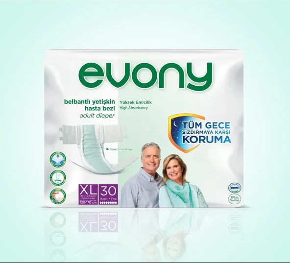 Evony Belbantlı Yetişkin Hasta Bezi XL Beden 30x6 180 Adet ürün görseli 1