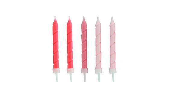 Pembe Renkli Spiral Mum 9 cm 10 Adet ürün görseli 1