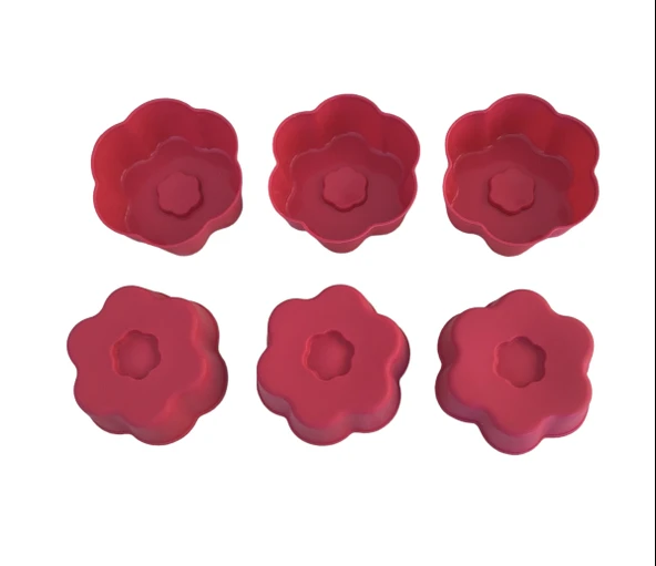 PinkRose Kırmızı 12 Li Silikon Mini Papatya Kek Kalıbı, Muffin Kalıbı 12 Adet ürün görseli 1