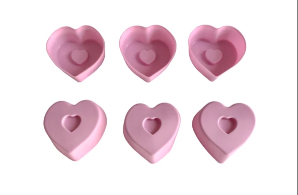 PinkRose Pembe 12 Li Mini Silikon Kalp Kek Kalıbı,muffin Kalıbı ,airfryer kabı 12 Adet ürün görseli 1