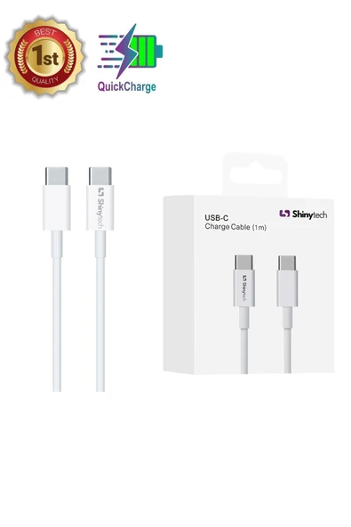 Apple Iphone 15 16 Uyumlu Şarj Kablosu Usb-c To Usb-c Type-c (1M) Beyaz ürün görseli 1