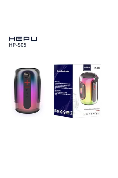 HEPU HP-S05 SU GEÇİRMEZ RGB IŞIKLI YÜKSEK SESLİ BLUETOOTH 5.1 HOPARLÖR SES BOMBASI ürün görseli 1