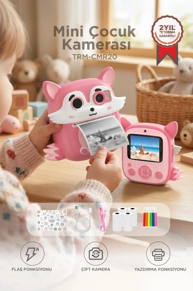Dijital Fotoğraf Makineleri Çocuk Termal Resim Baskılı Yazıcı Kamera Video Makinesi CMR20 Pembe ürün görseli 1