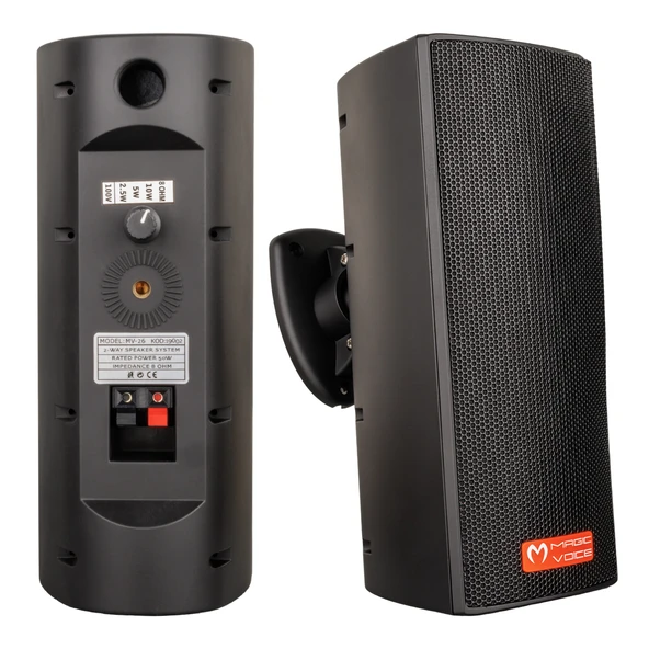 MAGICVOICE MV-26 2*7.5 CM 50 WATT 2Lİ TAKIM SİYAH TRAFOLU SÜTUN HOPARLÖR ürün görseli 1