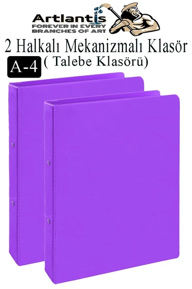 Mor 2 Halkalı Klasör 2 Adet A4 PVC Öğrenci ve Ofis Tipi Evrak Sunum Talebe Büro Klasörü İç Cepli Otomatik Mekanizmalı ürün görseli 1