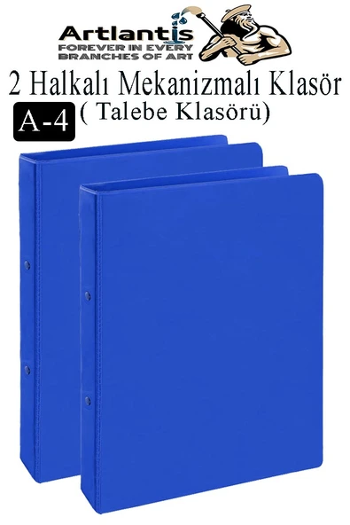 Mavi 2 Halkalı Klasör 2 Adet A4 PVC Öğrenci ve Ofis Tipi Evrak Sunum Talebe Büro Klasörü İç Cepli Otomatik Mekanizmalı ürün görseli 1