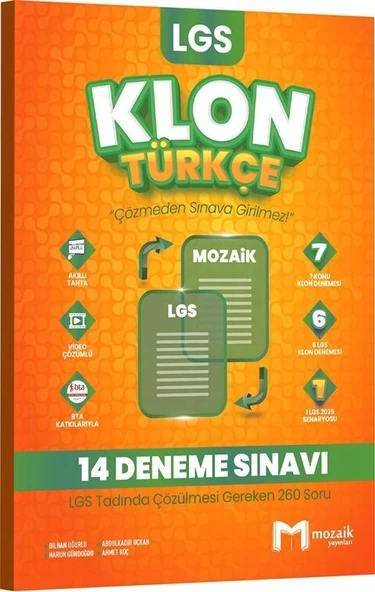 8. Sınıf LGS Türkçe Klon 14 Deneme Mozaik Yayınları ürün görseli 1