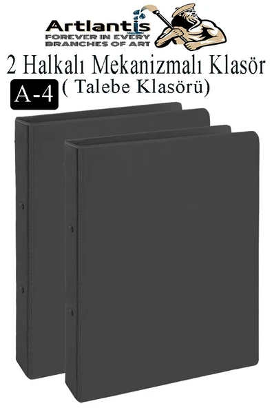 Siyah 2 Halkalı Klasör 2 Adet A4 PVC Öğrenci ve Ofis Tipi Evrak Sunum Talebe Büro Klasörü İç Cepli Otomatik Mekanizmalı ürün görseli 1