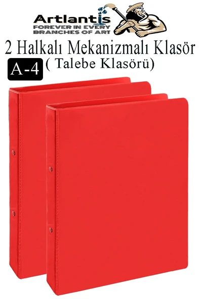 Kırmızı 2 Halkalı Klasör 2 Adet A4 PVC Öğrenci ve Ofis Tipi Evrak Sunum Talebe Büro Klasörü İç Cepli Otomatik Mekanizma ürün görseli 1