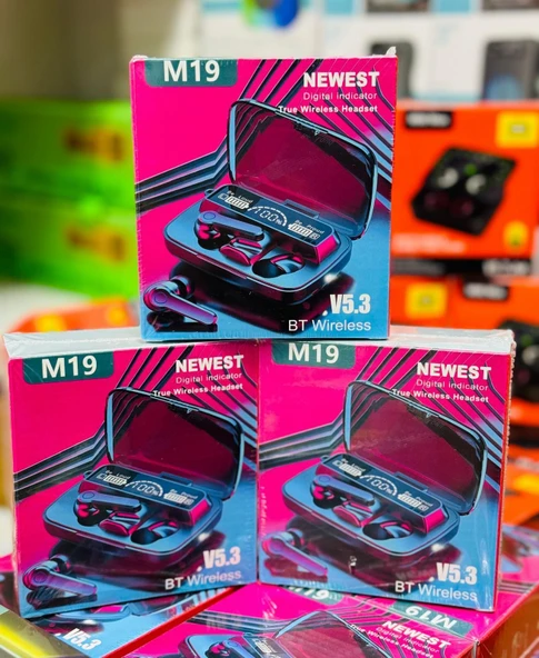 Newest Tws M19 Anc Destekli Powerbanklı LED Göstergeli Bluetooth oyuncu Kulaklık ürün görseli 1