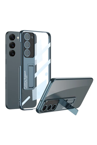 Samsung Galaxy S23 Kılıf Kamera Korumalı Şeffaf Tasarımlı Standlı Kapak (Lego) ürün görseli 1