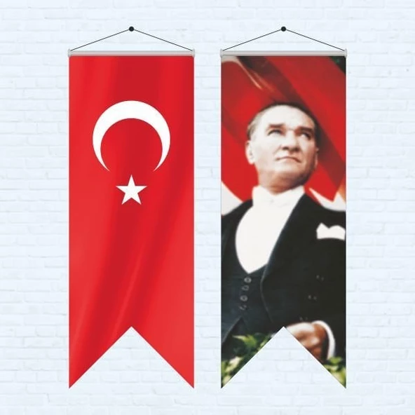 Atatürk Posteri ve Türk Bayrağı Kırlangıç 70x200 cm -2 ürün görseli 1