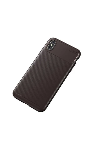 Iphone Xs Max 6.5 Kamera Çıkıntılı Karbon Fiber Dokulu Renk Atmaz Koruyucu Kapak (NEGRO) ürün görseli 1