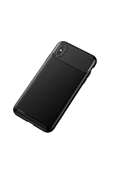 Iphone X Kamera Çıkıntılı Karbon Fiber Dokulu Renk Atmaz Koruyucu Kapak (NEGRO) ürün görseli 1