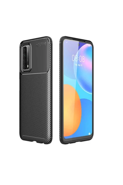 Huawei P Smart 2021 Kılıf Kamera Çıkıntılı Karbon Fiber Dokulu Renk Atmaz Kapak (negro) ürün görseli 1