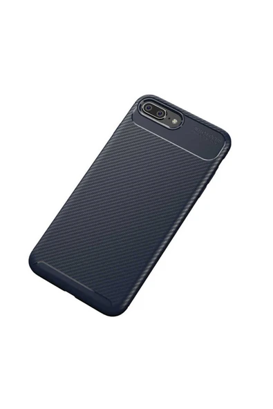 Iphone 8 Plus Kamera Çıkıntılı Karbon Fiber Dokulu Renk Atmaz Koruyucu Kapak (NEGRO) ürün görseli 1
