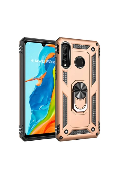 Huawei P30 Lite Kılıf Tank Zırh Yüzüklü Mıknatıslı Standlı Kapak (vega) ürün görseli 1