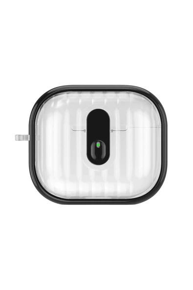 Air-pods 4 Kılıf Kenarları Renkli Şeffaf Dilimli Silikon Heptekiletişim Airbag 40 Kılıf-siyah ürün görseli 1