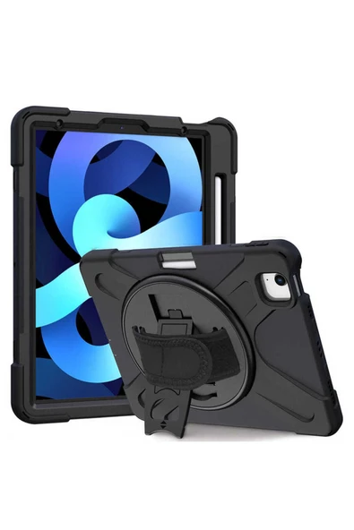 Apple iPad Air 10.9 2022 (5.Nesil) Kılıf Askılı Standlı Tank Koruyucu Dönebilen Kapak (DEFENDER) ürün görseli 1