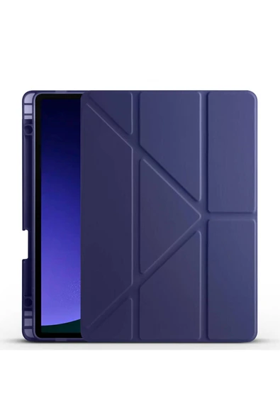 Samsung Galaxy Tab S9 Fe Kılıf Heptekiletişim Tri Folding Kalem Bölmeli Standlı Kılıf-lacivert ürün görseli 1