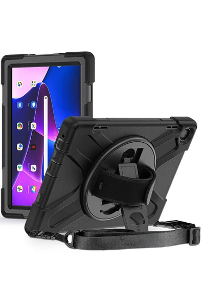 Lenovo Tab M10 HD (2.Nesil) 2022 Kılıf Askılı Standlı Tank Koruyucu Dönebilen Kapak (DEFENDER) ürün görseli 1